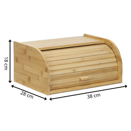 Chlebak bambusowy duży 38x28x18 cm zamykany szafka na pieczywo pojemnik z roletą