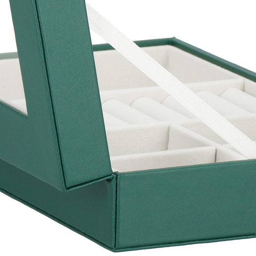 Szkatułka na biżuterię 23,5x14x5,5 cm zielony, ekoskóra organizer z przegródkami