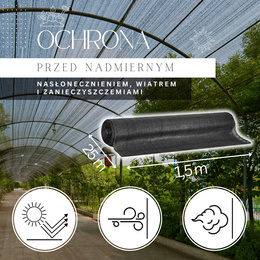 Siatka cieniująca 90% osłonowa 1,5x25m czarna 100 szt. opasek zaciskowych