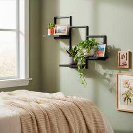 Półka ścienna, potrójna uniwersalna 57,5x21x50 cm wisząca, czarna