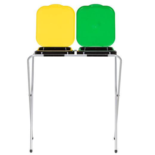 Stelaż na dwa worki do segregacji odpadów, stojak z pokrywami na śmieci