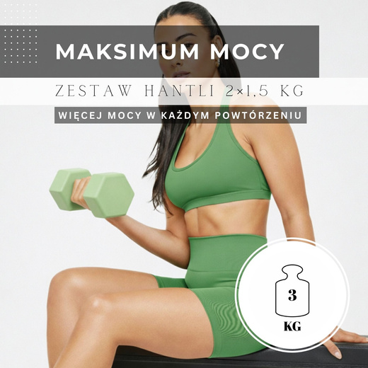 Ciężarki 2x1,5kg hexagonalne do ćwiczeń fitness hantle zestaw 2 szt. zielone
