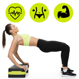 Step do ćwiczeń fitness 2-stopnie, schodek treningowy do aerobiku