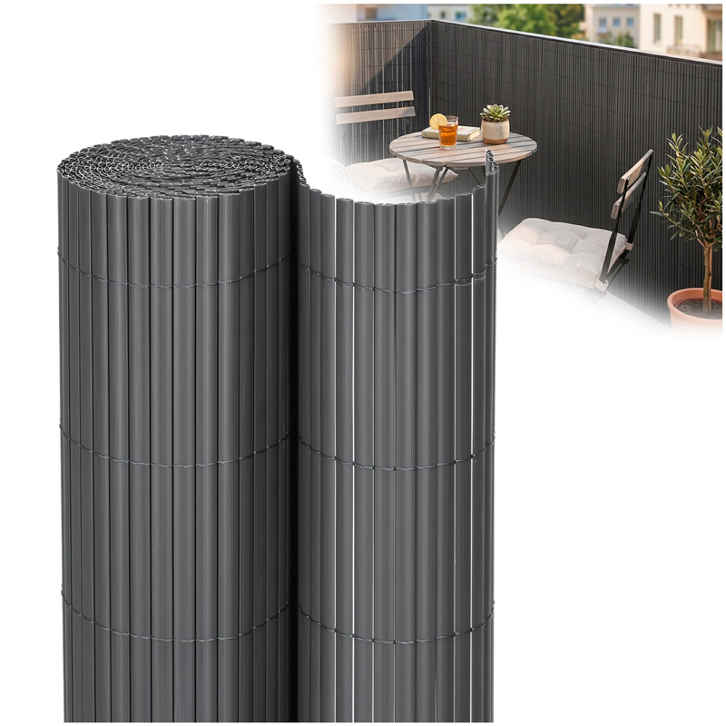 Osłona PVC maskująca na balkon, taras, ogrodzenie 300x100 cm ciemnoszara