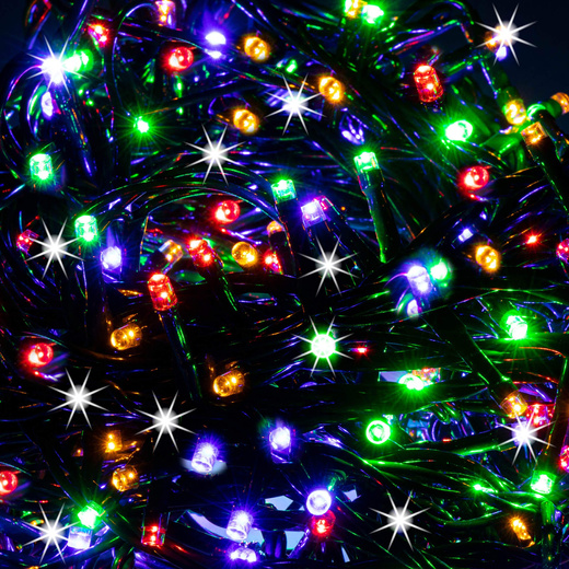 Lampki choinkowe 500 led multikolor + niebieski flash 27,5 m oświetlenie świąteczne IP44
