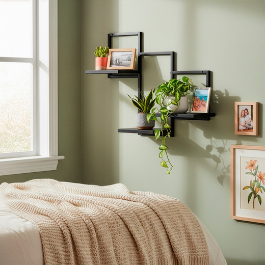 Półka ścienna, potrójna uniwersalna 57,5x21x50 cm wisząca, czarna