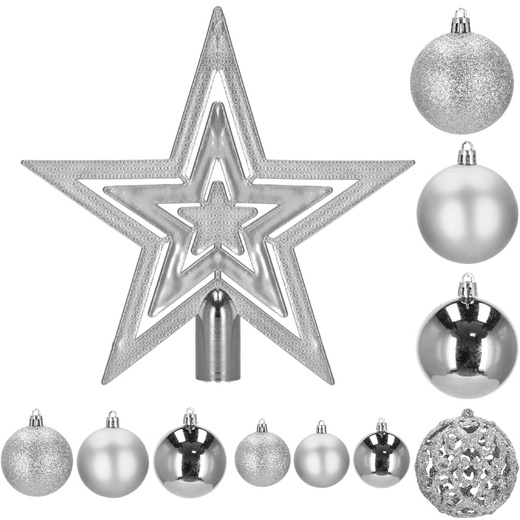 Bombki choinkowe srebrne zestaw 100 szt. dekoracje świąteczne ozdoby