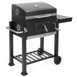 Grill węglowy, ogrodowy z pokrywą, termometr, ruszt emaliowany