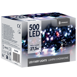 Lampki choinkowe 500 led multikolor + niebieski flash 27,5 m oświetlenie świąteczne IP44