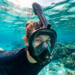 Maska do nurkowania L/XL pełnotwarzowa, z rurką, AntiFog, DryTop do snorkelingu regulowana