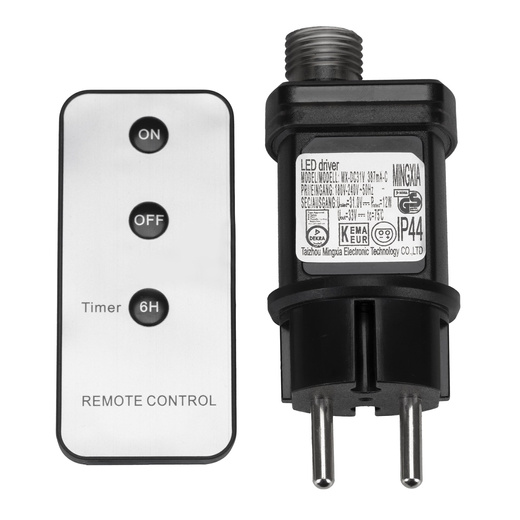 Przedłużacz do lampek choinkowych PRO 5 m + zasilacz PRO 12W + pilot z funkcją timer
