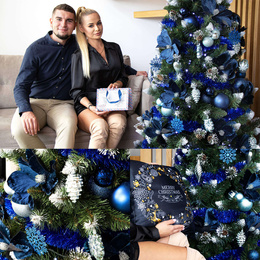 Bombki choinkowe 2 szt. ozdoby świąteczne zawieszki 15 cm granatowe