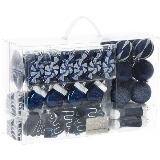 Bombki choinkowe 77 szt. granatowy zestaw choinkowy