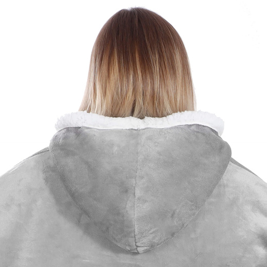 Kocobluza damska oversize koc bluza 2w1 z kapturem ciepła szara