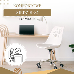 Fotel dziecięcy do biurka, obrotowe krzesło na kółkach regulowane dla dzieci do nauki, biało-szare