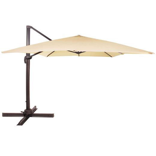 Parasol ogrodowy 500 cm z pokrowcem duży na wysięgniku na balkon, taras beżowy
