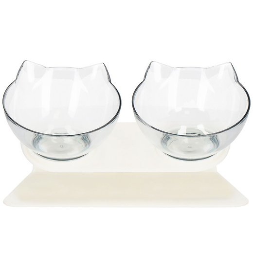 Podwójna miska dla psa i kota z podstawką antypoślizgowa przeźroczyste