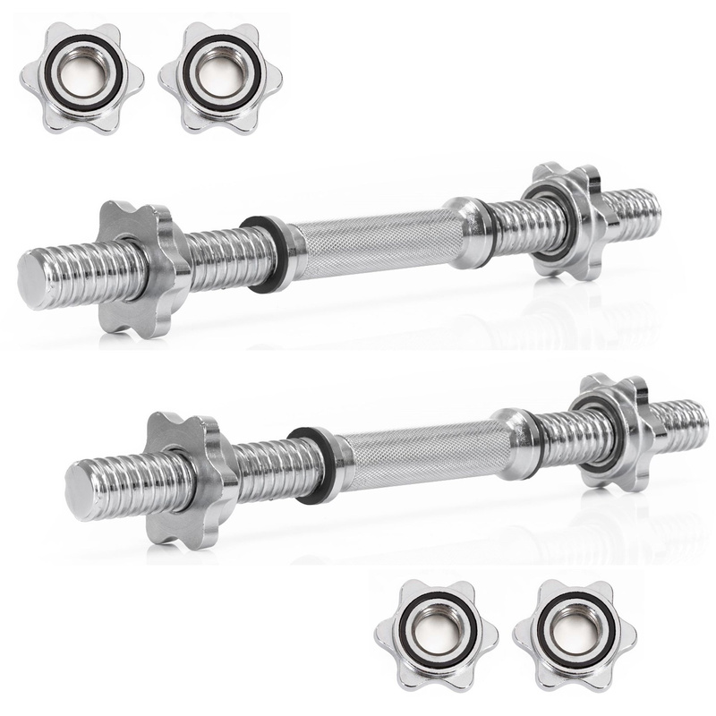 Gryf krótki 40 cm do hantli z zaciskami zestaw 2 szt. gwintowane, śr. 28 mm stal chromowana