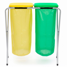 Stelaż na dwa worki do segregacji odpadów, stojak z pokrywami na śmieci