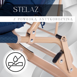 Leżak plażowy składany z podnóżkiem, fotel ogrodowy z poduszką granatowy
