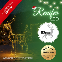 Renifer Led 85 cm świąteczny, świetlna dekoracja do ogrodu biały ciepły
