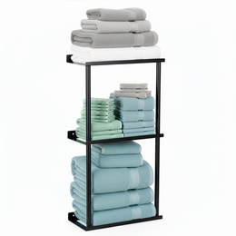 Wieszak łazienkowy na ręczniki, ścienny trzypoziomowy, czarny