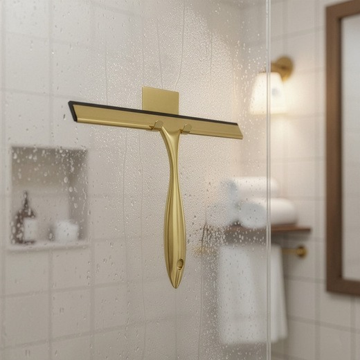 Ściągaczka do szyb, kabiny prysznicowej, łazienkowa ze stali nierdzewnej z uchwytem, złota