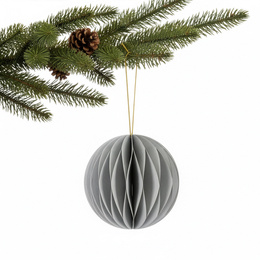 Papierowe bombki 6 szt. zawieszki choinkowe, ozdoby świąteczne 8 cm rozkładane, szary