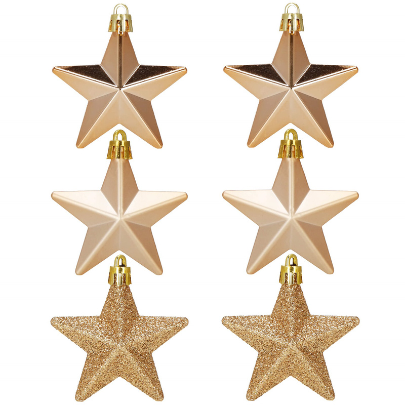 Bombki choinkowe 6 szt. gwiazdki ozdoby świąteczne zestaw rose gold
