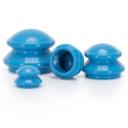 Bańki chiński, gumowe do masażu zestaw 4 szt. antycellulitowy, niebieskie