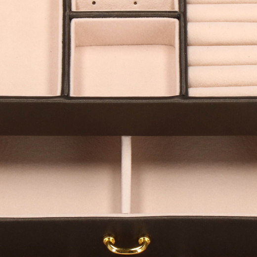 Szkatułka na biżuterię ekoskóra 17,5x14x12,5 cm brązowy organizer z przegródkami