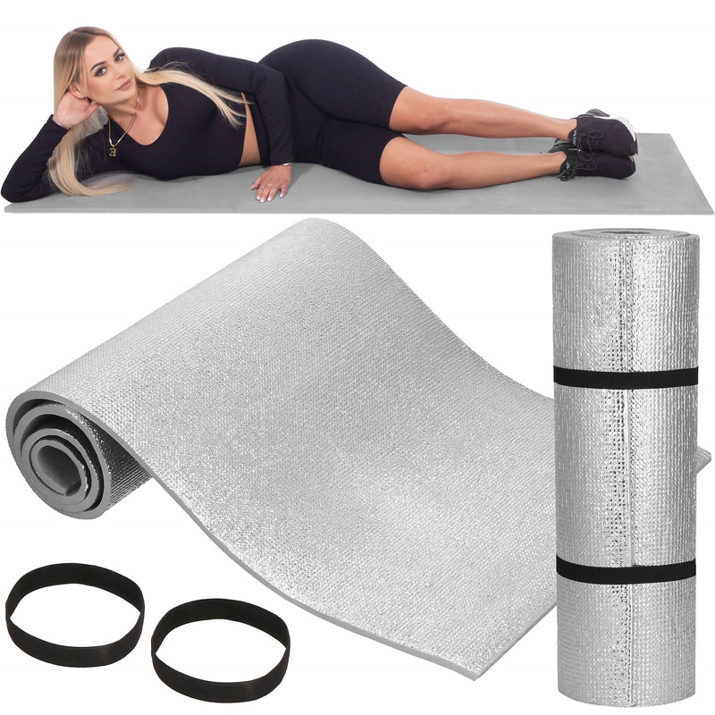 Mata  piankowa turystyczna 180x50 cm na biwak karimata z warstwą izolacyjną szara