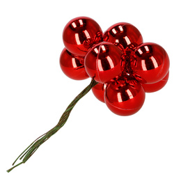 Bombki choinkowe 54 szt. zestaw ozdoby świąteczne na drucikach brokatowe matowe czerwone