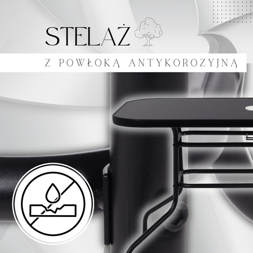 Meble ogrodowe zestaw na taras dla 4 osób: metalowe 4 krzesła i stół 140x80 cm czarno-szary