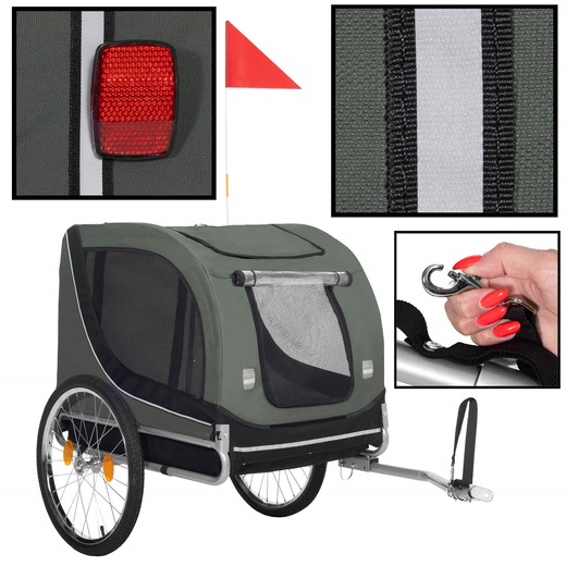 Przyczepka rowerowa dla psa, 40 kg wózek rowerowy do przewozu zwierząt, transporter 