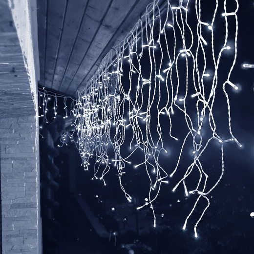 Kurtyna świetlna 1500 led girlanda, lampki wewnętrzno-zewnętrzne sople zimny biały