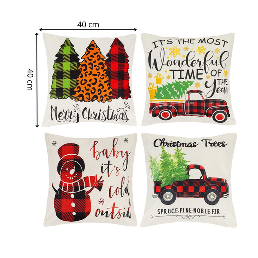 Poszewki świąteczne 40x40cm 4 szt. zestaw ozdobny na poduszki jaśki różne wzory