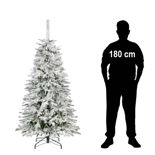 Choinka sztuczna 180 cm świerk kaukaski ośnieżony jak żywy, nowoczesny, ze stojakiem