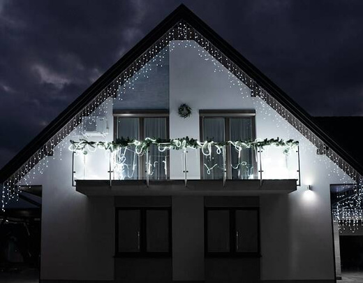 Kurtyna świetlna z pilotem 1000 led girlanda, lampki wewnętrzno-zewnętrzne sople zimny biały