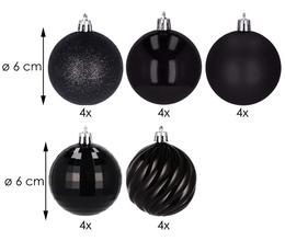 Bombki choinkowe 20 szt. ozdoby świąteczne zestaw 6cm czarny