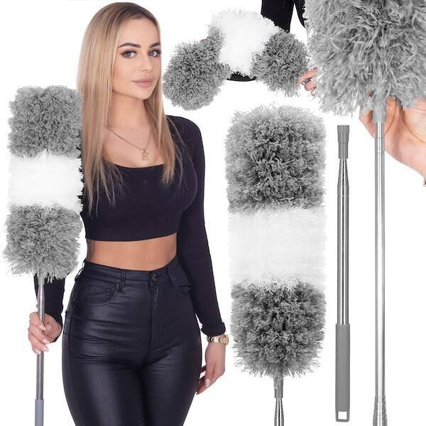 Miotełka do kurzu teleskopowa szczotka do pajęczyn 78,5-280 cm biało-szara