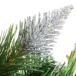 Choinka na pniu 140 cm sztuczna sosna diamentowa ośnieżona premium ze stojakiem i jutą