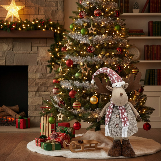 Świąteczny renifer 74 cm z teleskopowymi nóżkami ozdoba pod choinkę figurka