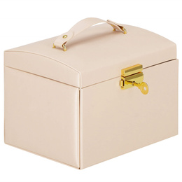 Szkatułka na biżuterię ekoskóra 17,5x12x13,5 cm jasny różowy organizer z przegródkami
