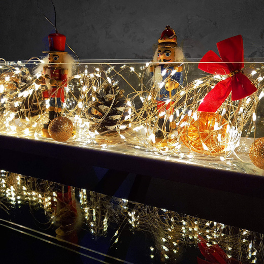 Lampki choinkowe 30 LED druciki mikro na baterie biały ciepły