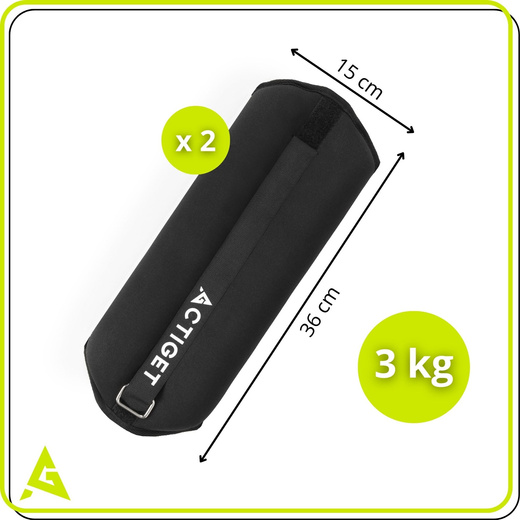 Obciążenia na ręce i nogi 2x3 kg do treningu fitness i cardio, czarne