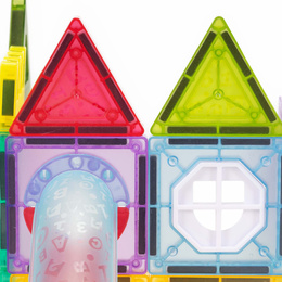 Klocki magnetyczne, konstrukcyjne zestaw 66 szt. tunel kulkowy, kulki LED