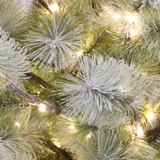 Choinka sztuczna na pniu z oświetleniem 128 LED drzewko świąteczne 150 cm ośnieżone