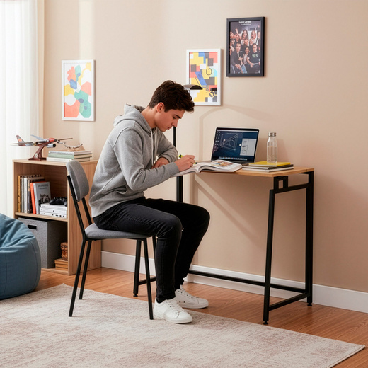 Biurko komputerowe, składane 80 cm stolik do pracy przy komputerze, drewniany, jasno brązowy