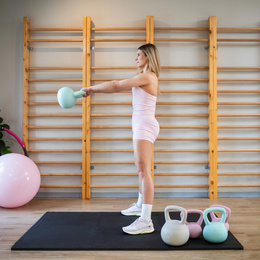 Kettlebell miękki 6 kg kula odważnik hantla ciężar do ćwiczeń fitness, turkusowy